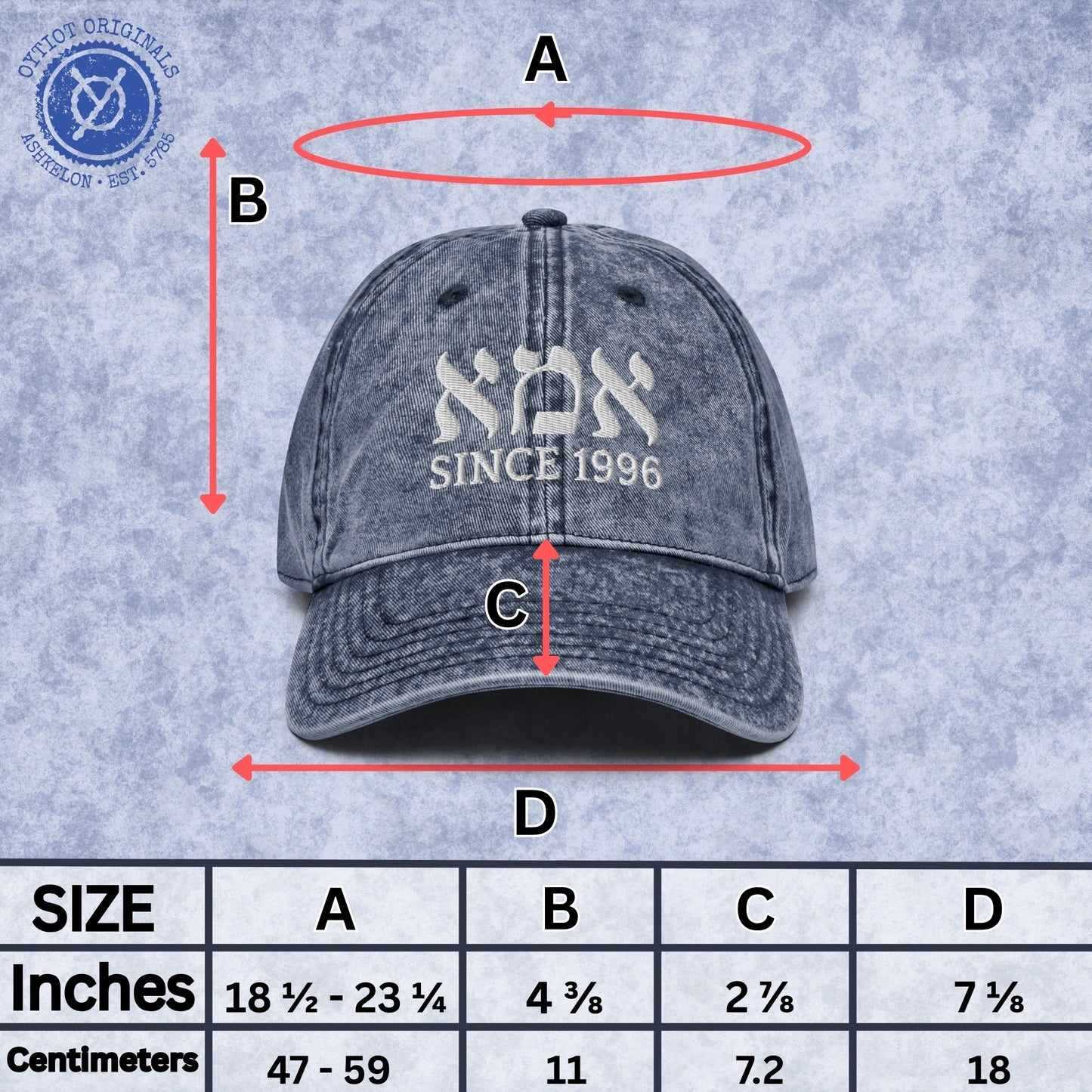 אמא Customizable Date | Mom In Hebrew Embroidered Cap