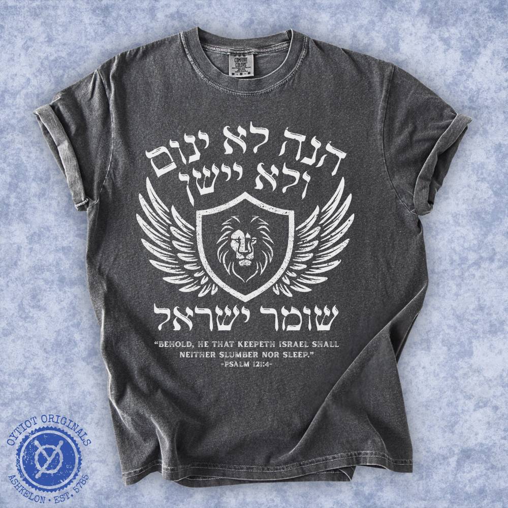 הנה לא ינום ולא יישן | Psalm 121 Washed T-shirt
