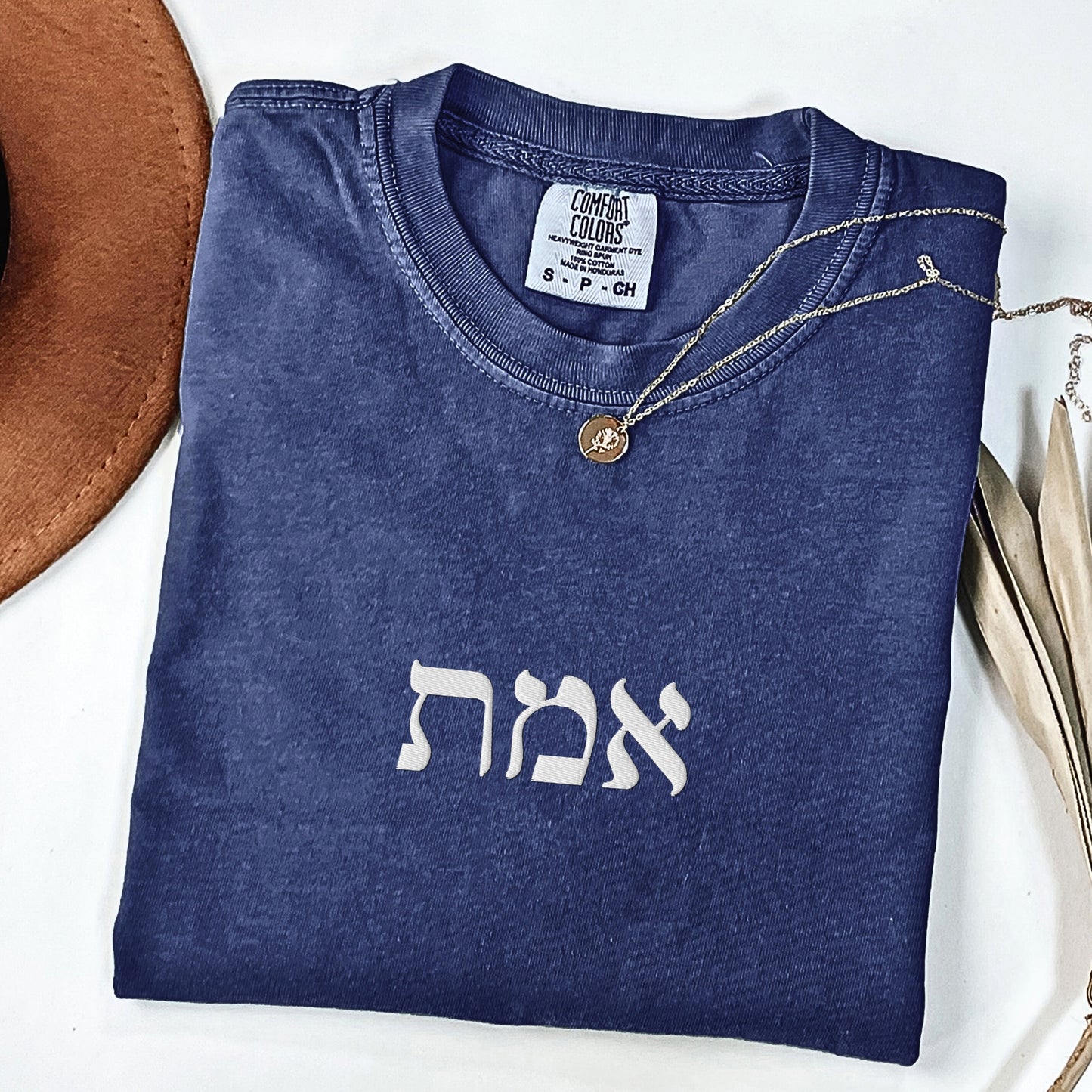 אמת | Truth In Hebrew Embroidered Washed T-shirt