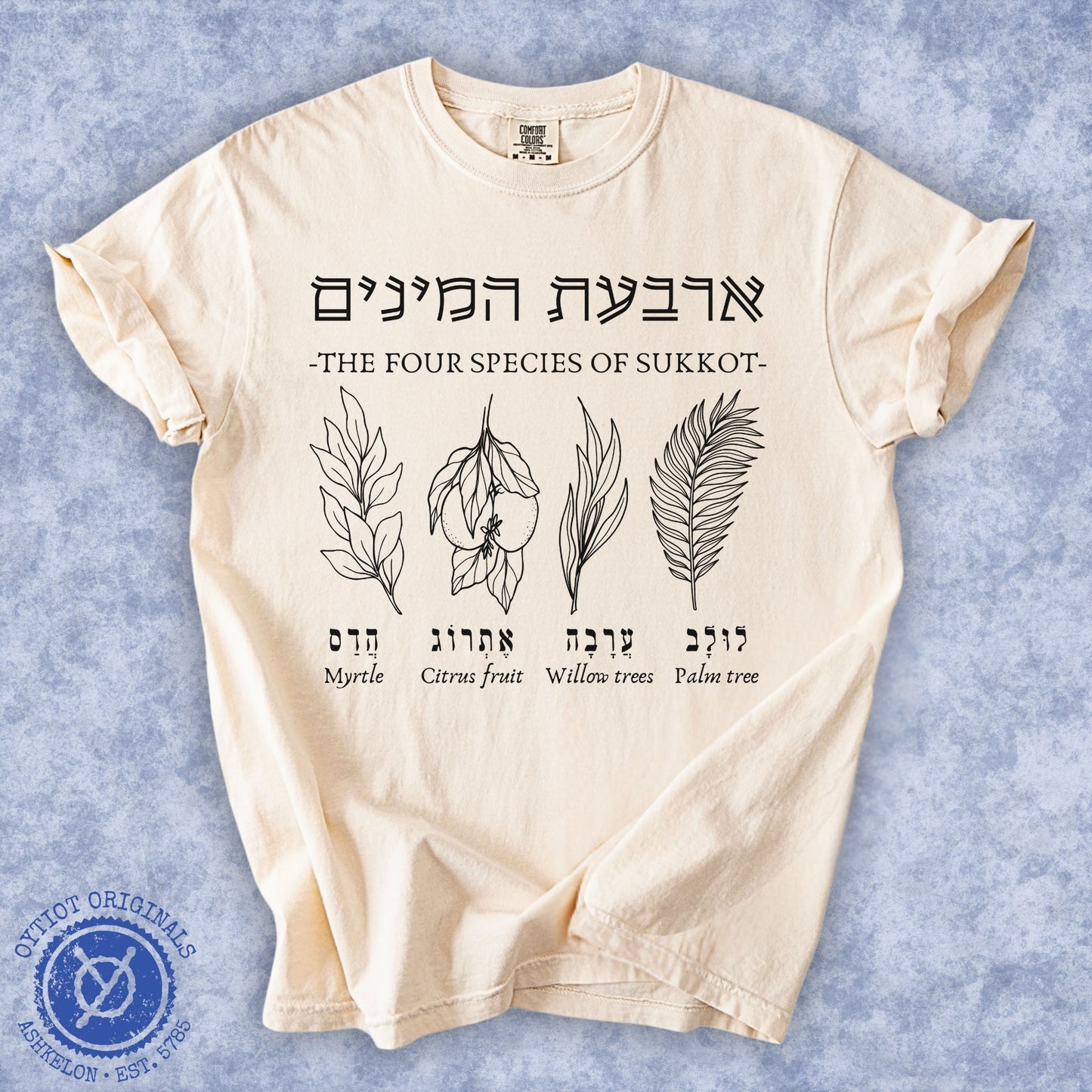 ืืจืืขืช ืืืื ืื | The Four Species Of Sukkot Washed T-shirt - Oytiot