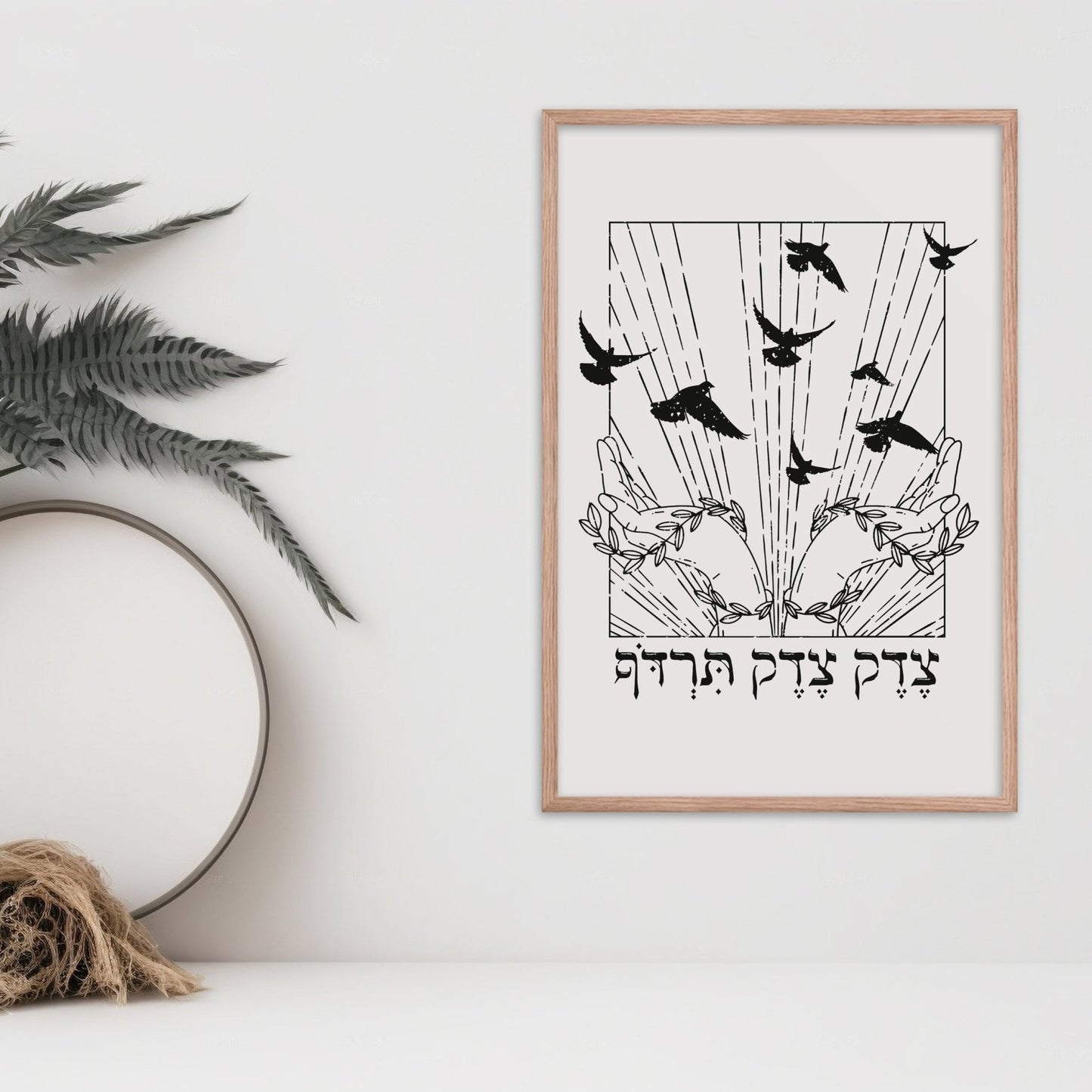 ืฆืืง ืฆืืง ืชืจืืืฃ | Justice, Justice You Shall Pursue Hebrew Wall Art - Oytiot