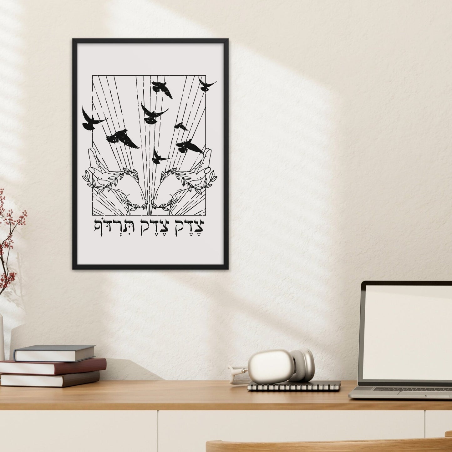 ืฆืืง ืฆืืง ืชืจืืืฃ | Justice, Justice You Shall Pursue Hebrew Wall Art - Oytiot