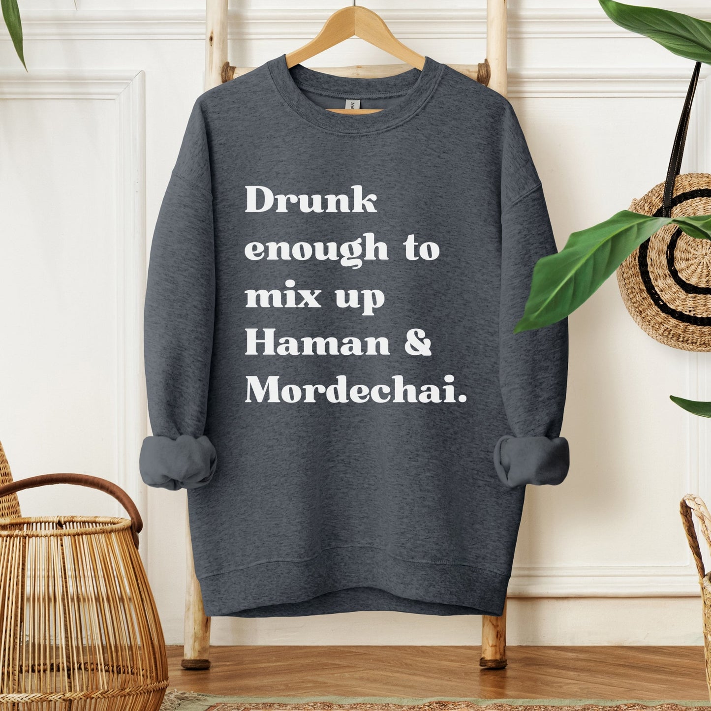 Funny Purim Sweatshirt | Drunk Enough To Mix Up Haman & Mordechai - Oytiot