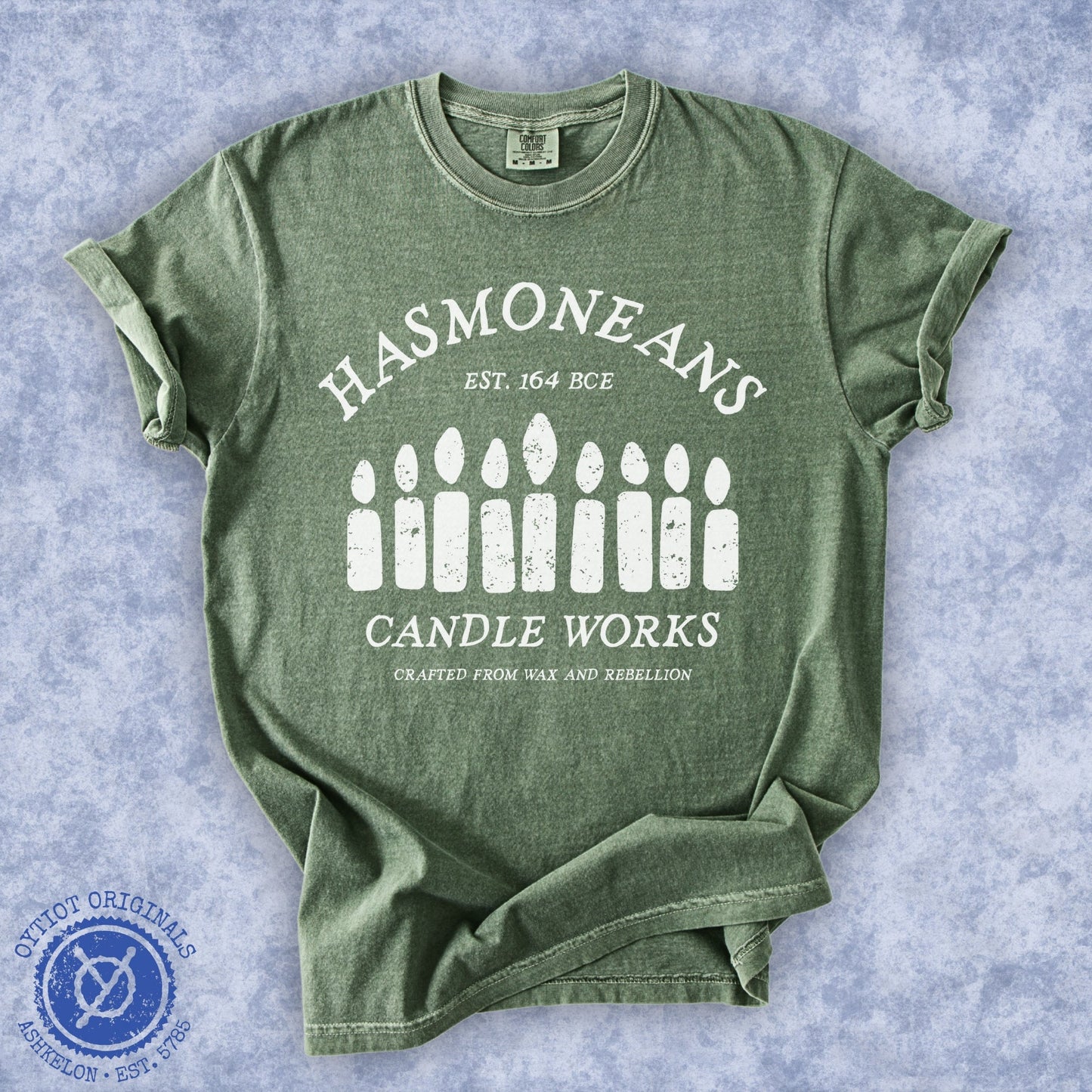 Hasmoneans Candle Works | Hanukkah Humor Washed T-shirt - Oytiot