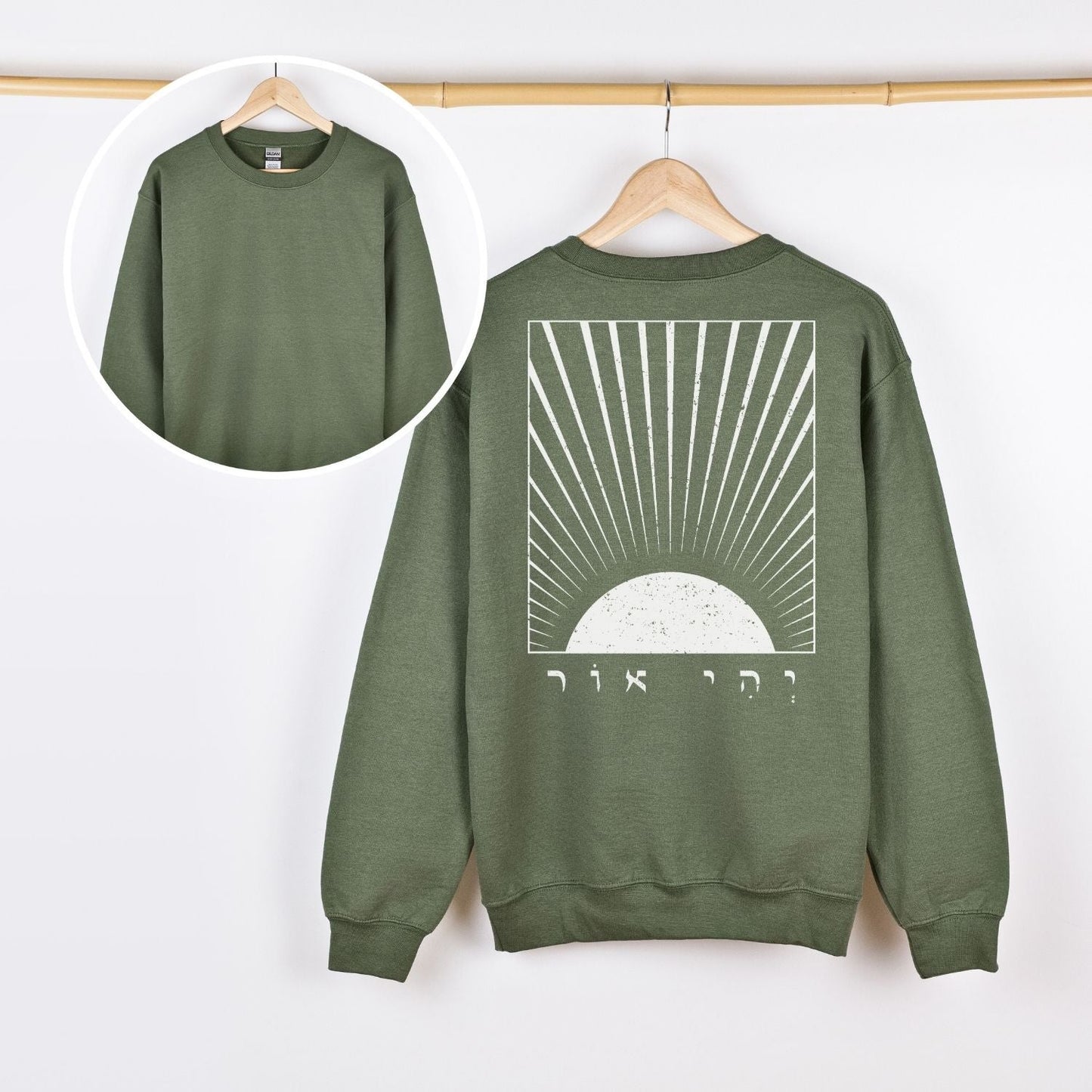 יהי אור | Let There Be Light Back Print Sweatshirt - Oytiot