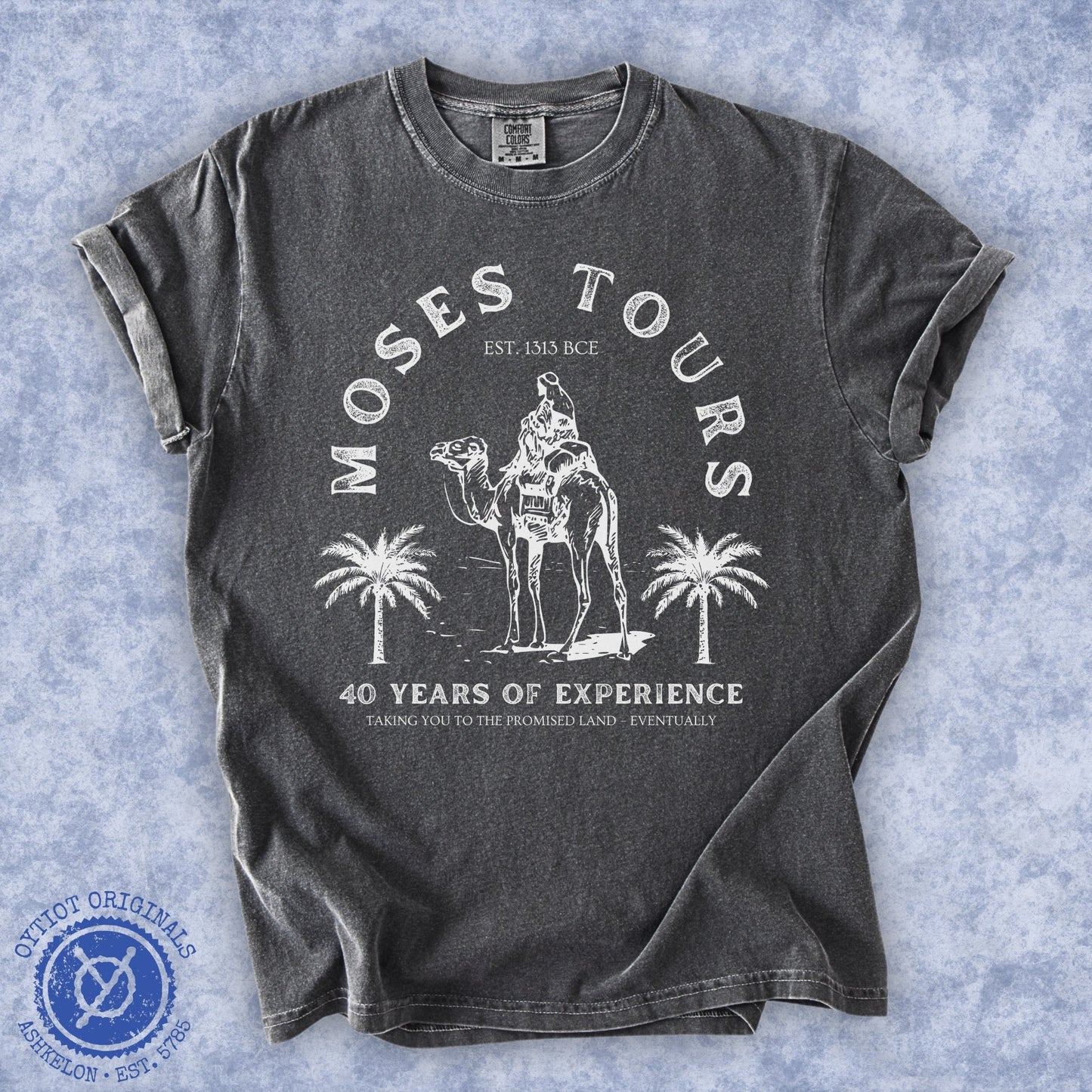 Moses Tours | Jewish Humor Washed T-shirt - Oytiot