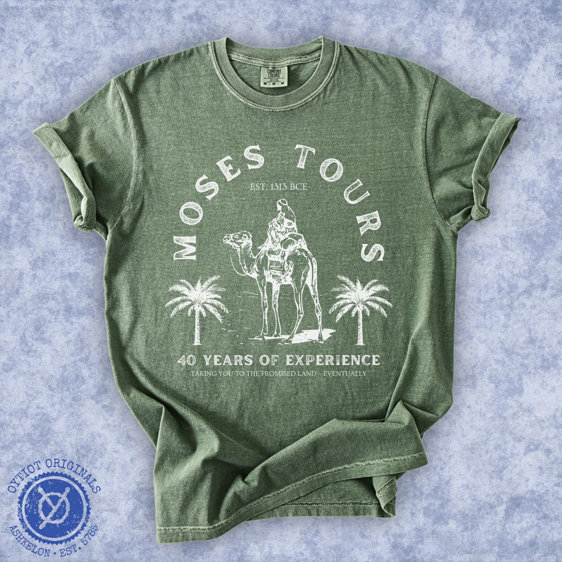 Moses Tours | Jewish Humor Washed T-shirt - Oytiot