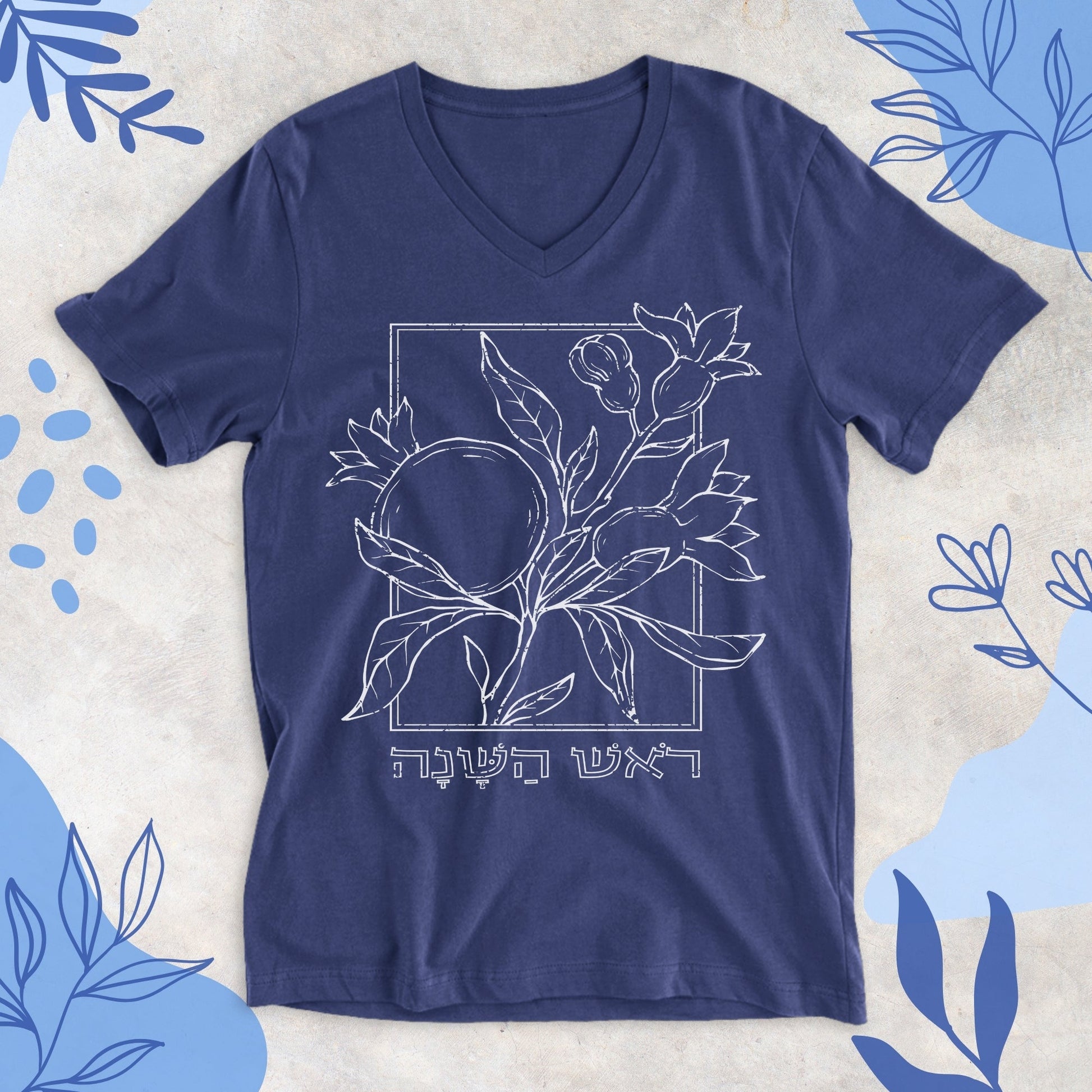 ืจืืฉ ืืฉื ื | Rosh Hashanah V - neck T-shirt - Oytiot