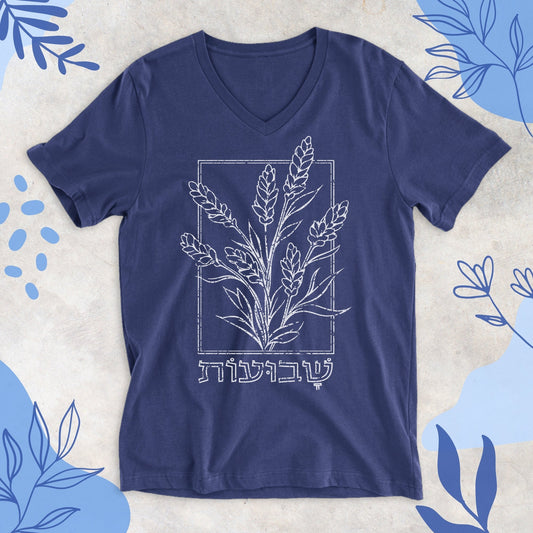 ืฉืืืขืืช | Shavuot Illustration V - neck T-shirt - Oytiot