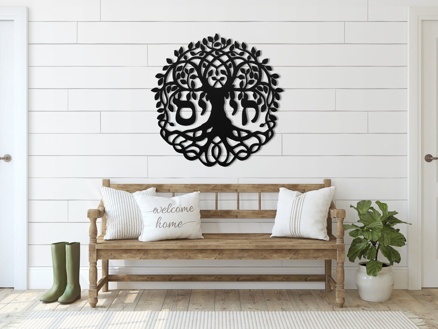 חיים | Tree Of Life Hebrew Metal Wall Art