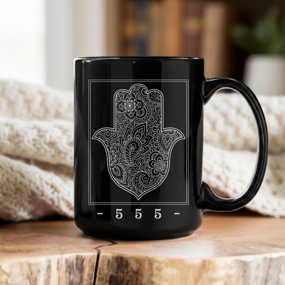 555 | Hamsa Hand Black Mug