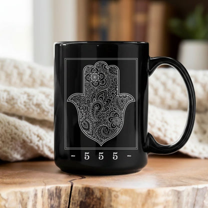 555 | Hamsa Hand Black Mug