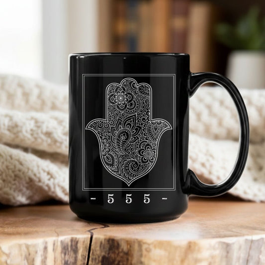 555 | Hamsa Hand Black Mug