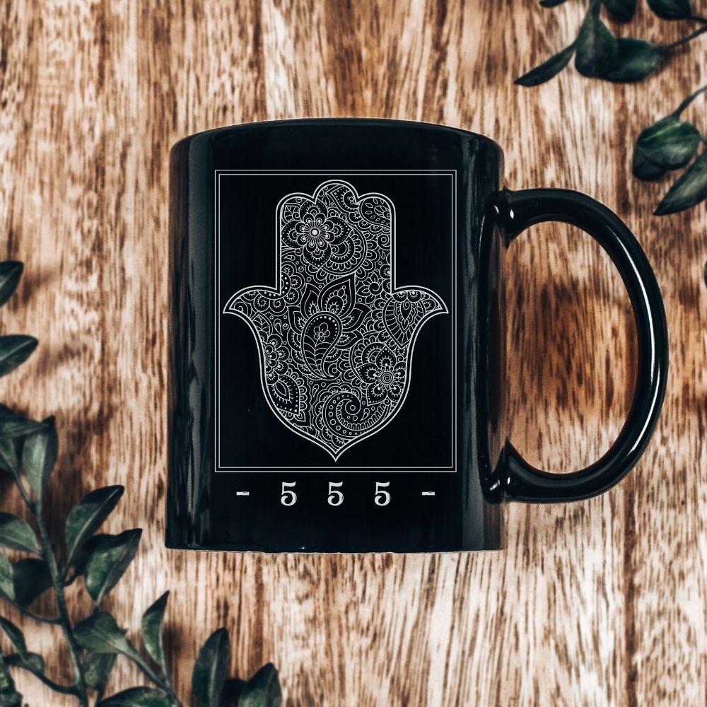 555 | Hamsa Hand Black Mug