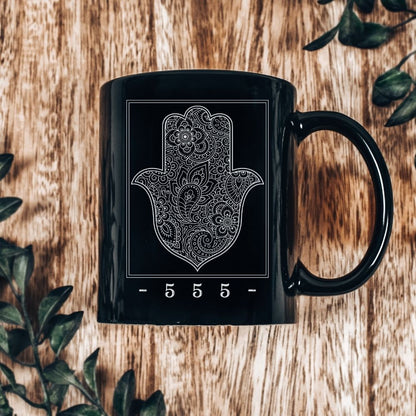 555 | Hamsa Hand Black Mug