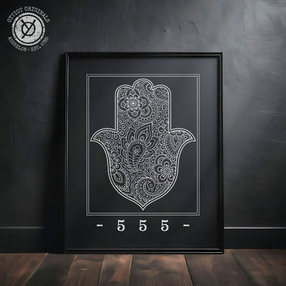  - 555 - | Hamsa Black Matte Wall Art - Oytiot