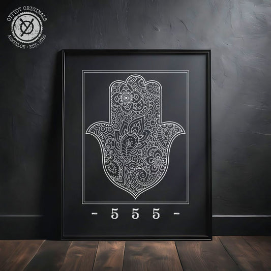  - 555 - | Hamsa Black Matte Wall Art - Oytiot