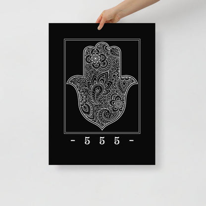  - 555 - | Hamsa Black Matte Wall Art - Oytiot