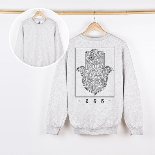  - 555 - | Israeli Slang Hamsa Back Print Sweatshirt - Oytiot