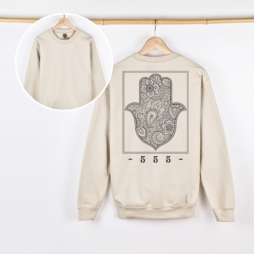  - 555 - | Israeli Slang Hamsa Back Print Sweatshirt - Oytiot
