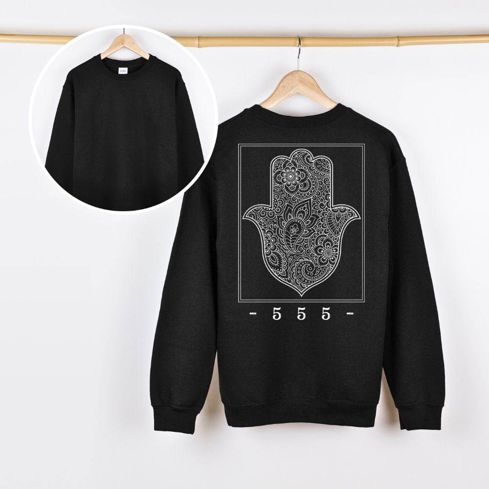  - 555 - | Israeli Slang Hamsa Back Print Sweatshirt - Oytiot