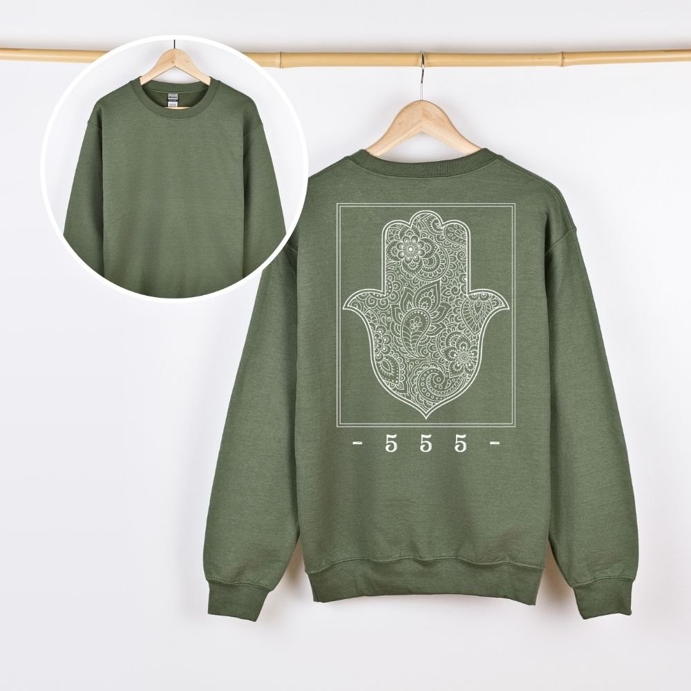  - 555 - | Israeli Slang Hamsa Back Print Sweatshirt - Oytiot