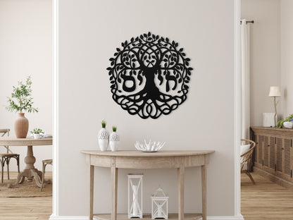 חיים | Tree Of Life Hebrew Metal Wall Art