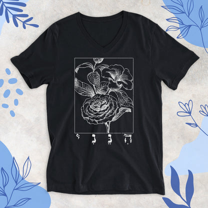 הנני | Hineni With Flower V-neck T-shirt