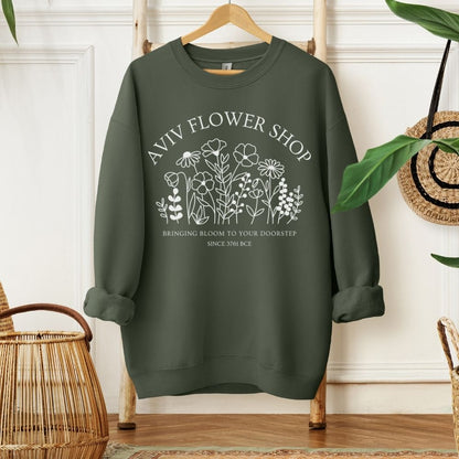 Aviv Flower Shop | Spring in Hebrew Funny Passover Sweatshirt