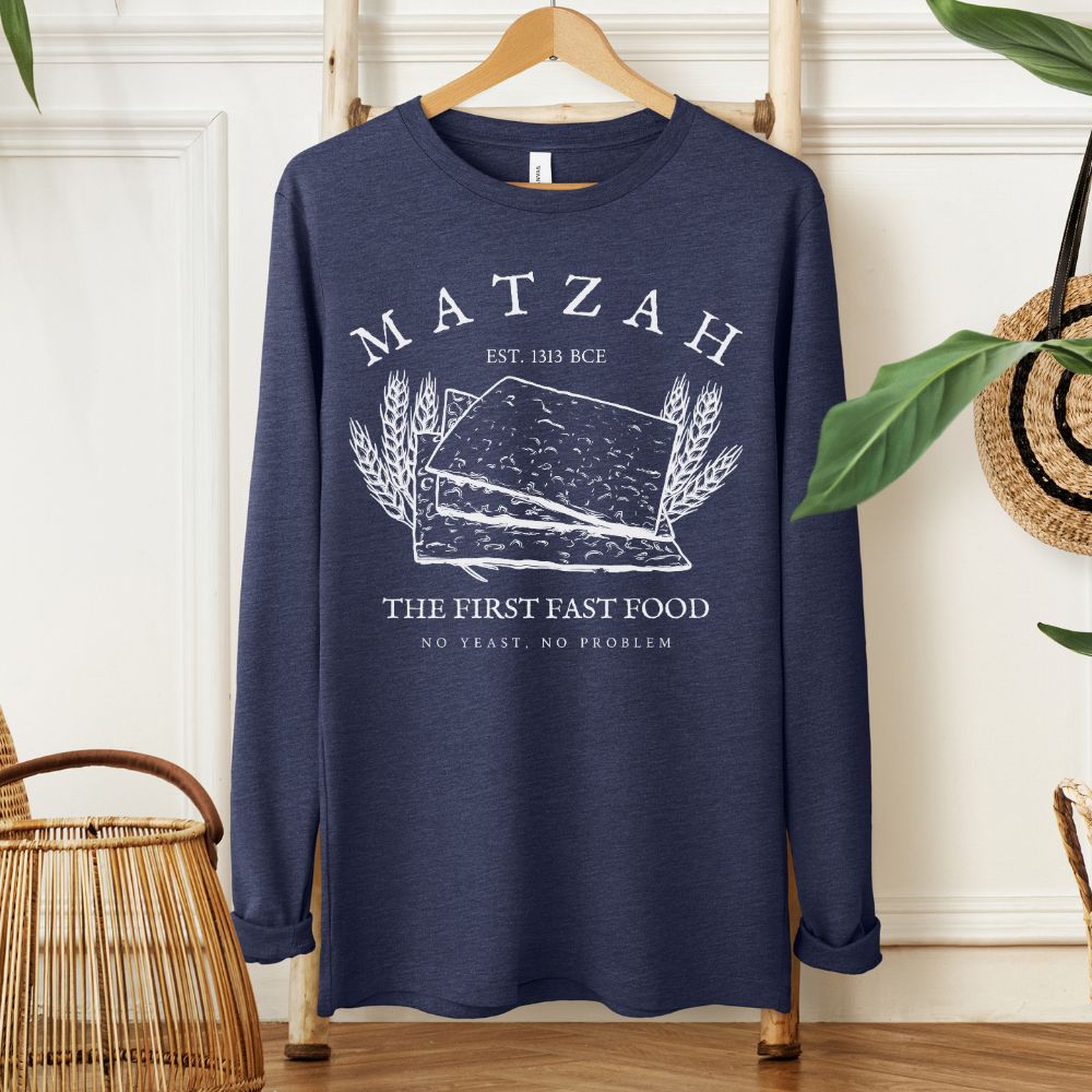 Matzah The First Fast Food | Funny Passover Long Sleeve Tee