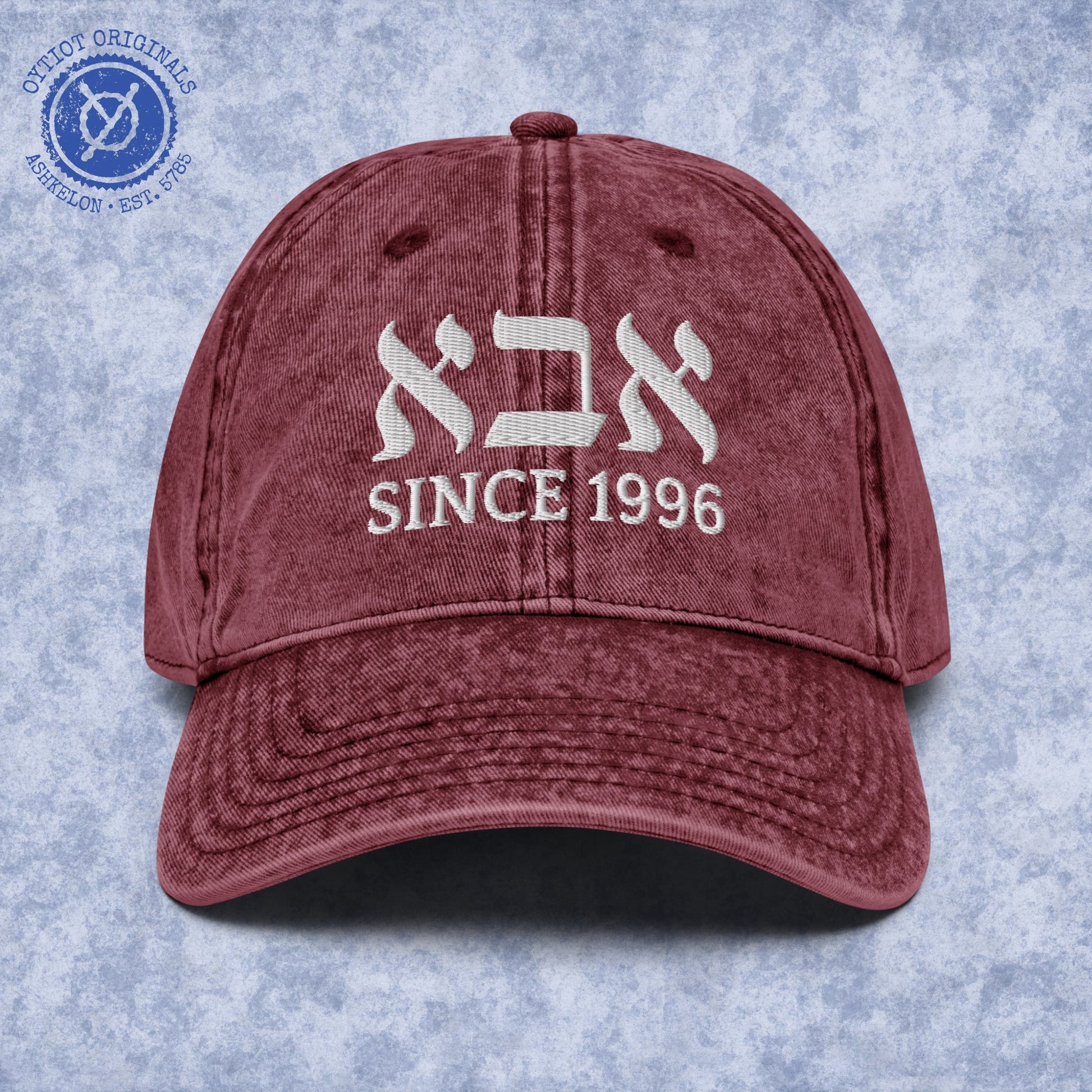 אבא Customizable Date | Dad In Hebrew Embroidered Cap - Oytiot