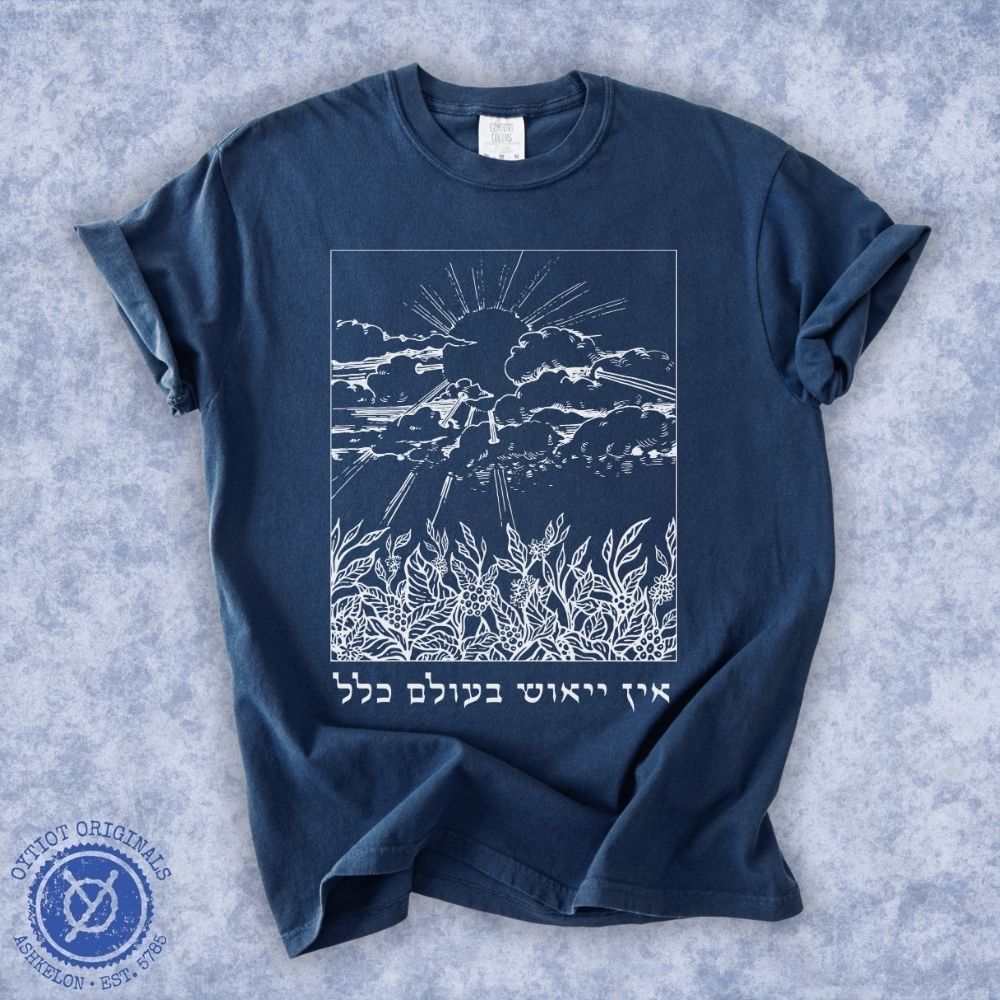 אין ייאוש בעולם כלל | Rabbi Nachman Quote Washed T-shirt - Oytiot