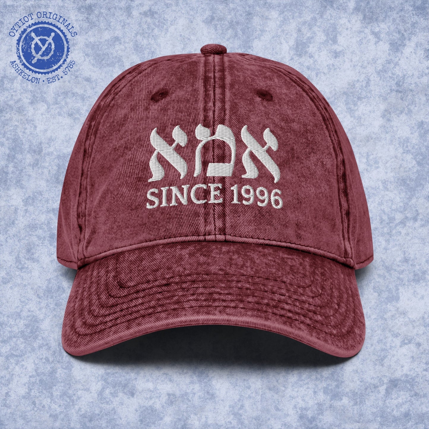 אמא Customizable Date | Mom In Hebrew Embroidered Cap - Oytiot