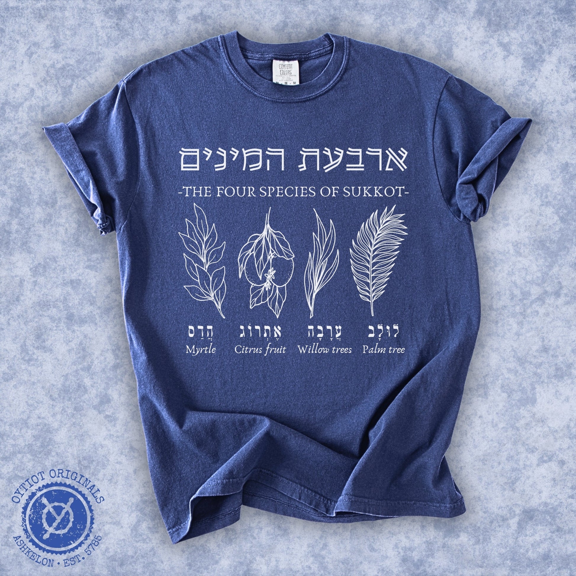 ארבעת המינים | The Four Species Of Sukkot Washed T-shirt - Oytiot