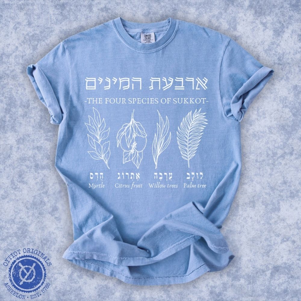 ארבעת המינים | The Four Species Of Sukkot Washed T-shirt - Oytiot