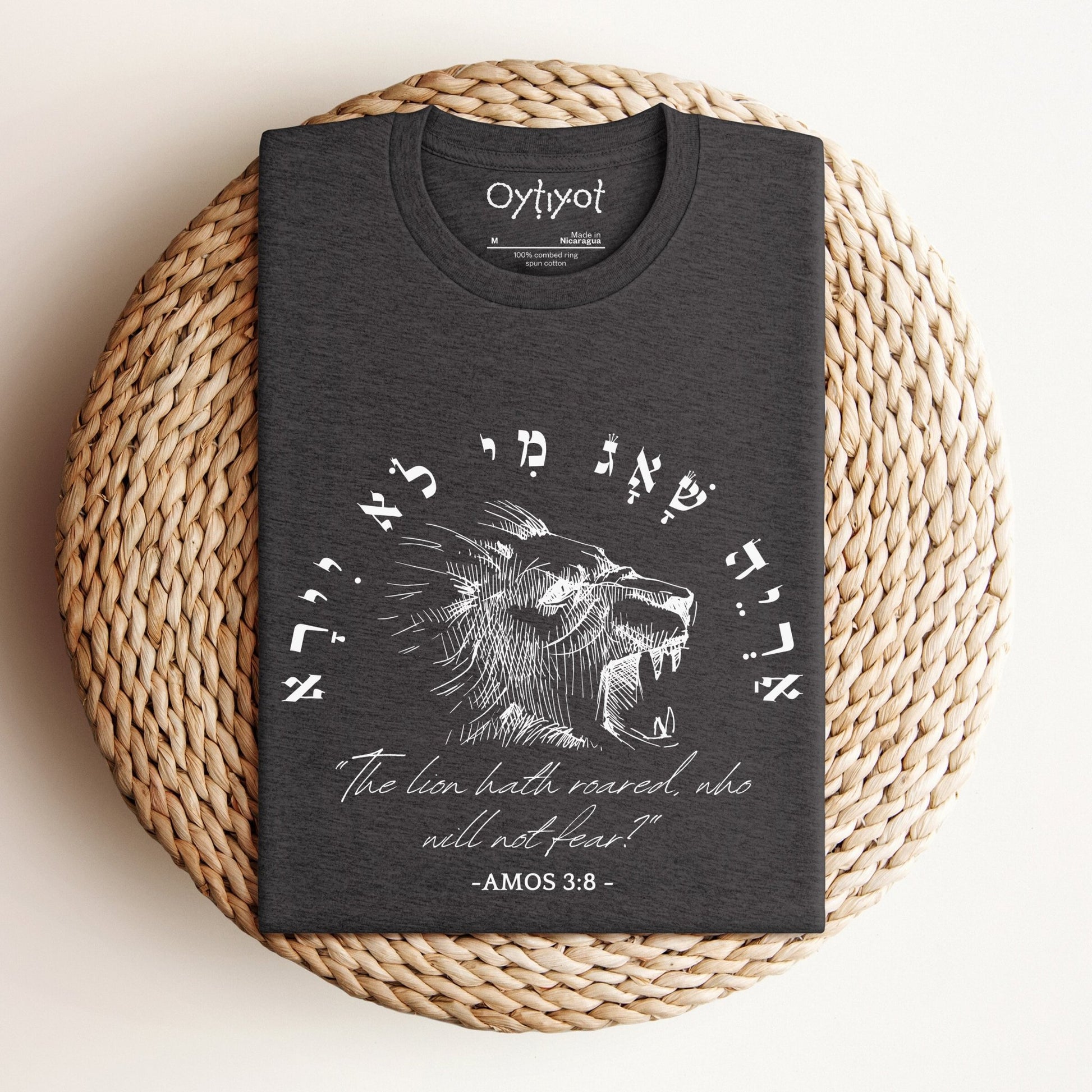 אריה שאג | Amos 3:8 In Hebrew T-shirt - Oytiot