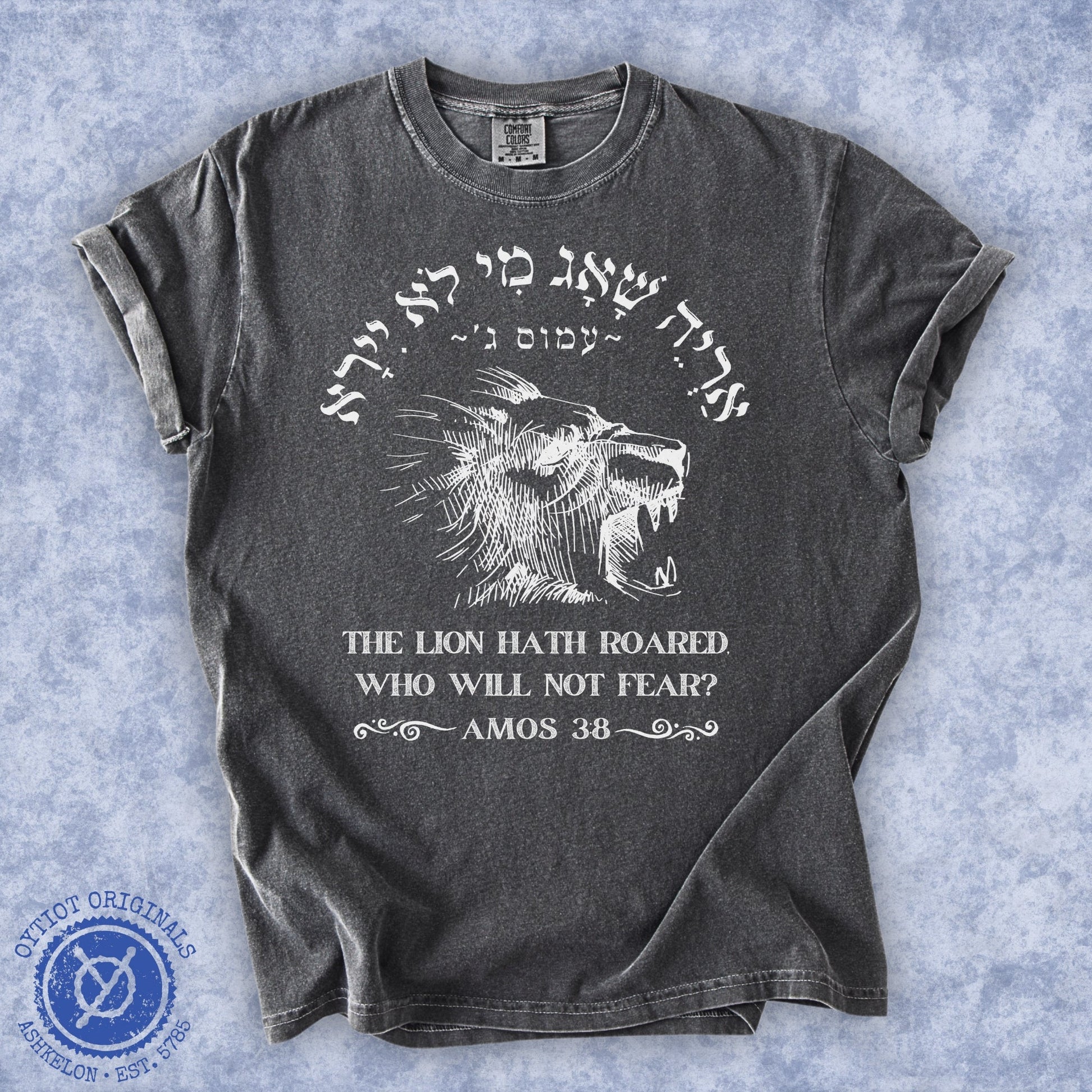 אריה שאג (Amos 3:8) | Washed T-shirt - Oytiot
