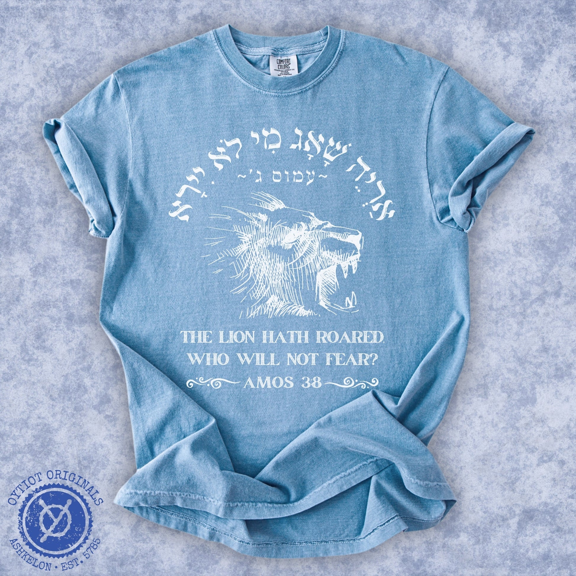 אריה שאג (Amos 3:8) | Washed T-shirt - Oytiot