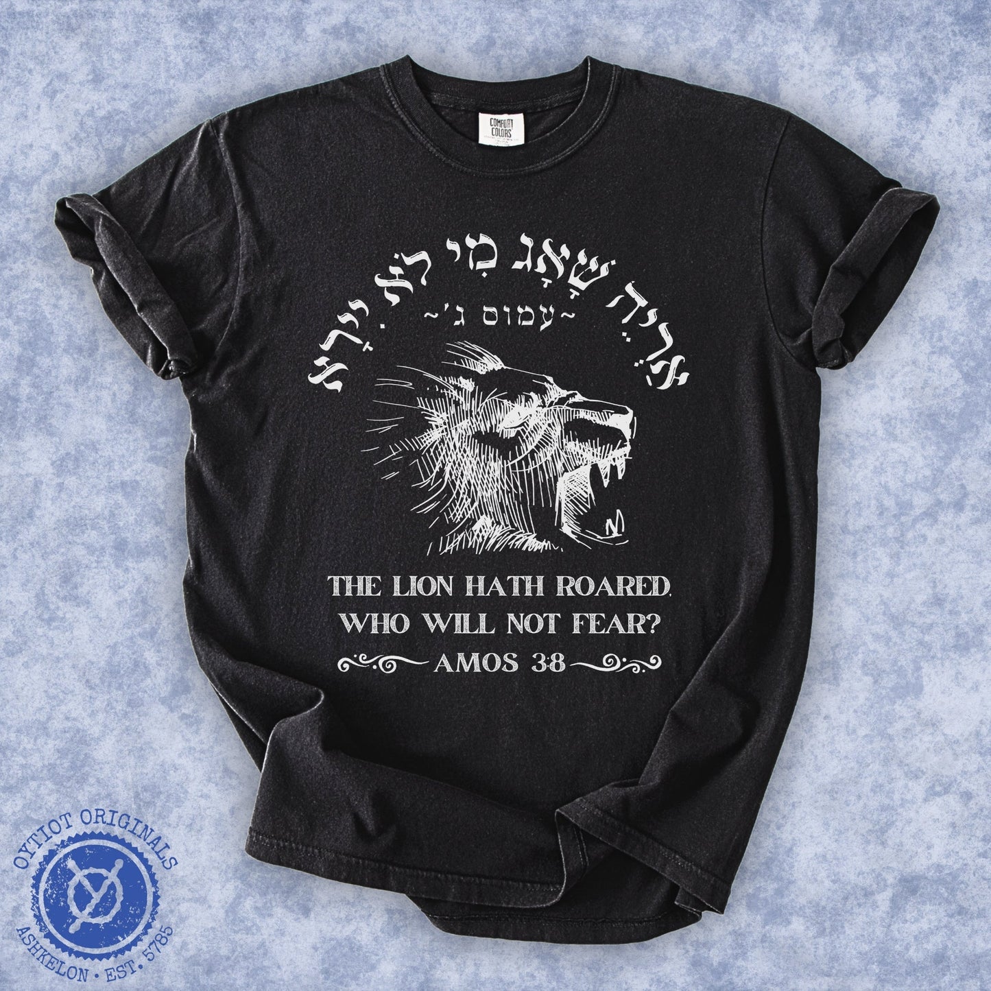 אריה שאג (Amos 3:8) | Washed T-shirt - Oytiot
