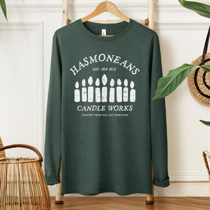 Hasmoneans Candle Works | Hanukkah Humor Long Sleeve Tee - Oytiot