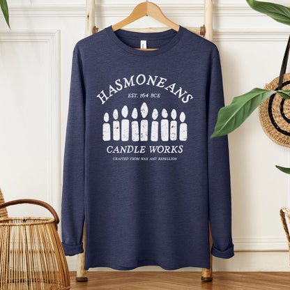 Hasmoneans Candle Works | Hanukkah Humor Long Sleeve Tee - Oytiot