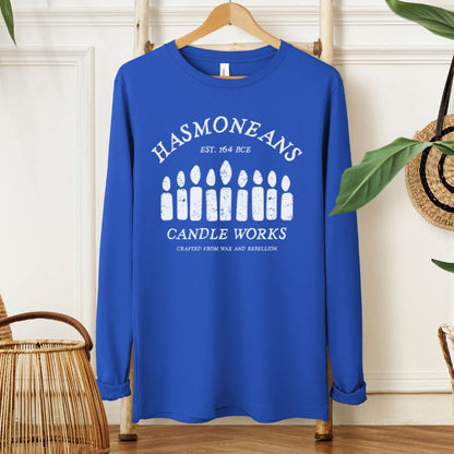 Hasmoneans Candle Works | Hanukkah Humor Long Sleeve Tee - Oytiot
