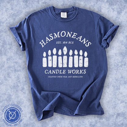 Hasmoneans Candle Works | Hanukkah Humor Washed T-shirt - Oytiot