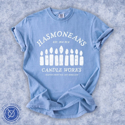 Hasmoneans Candle Works | Hanukkah Humor Washed T-shirt - Oytiot