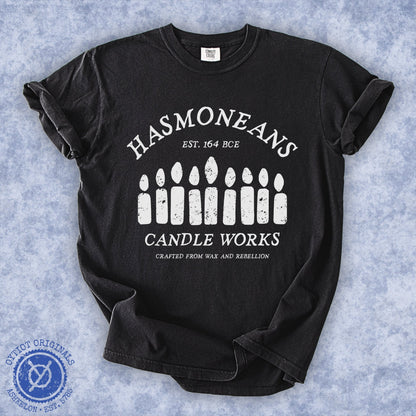 Hasmoneans Candle Works | Hanukkah Humor Washed T-shirt - Oytiot