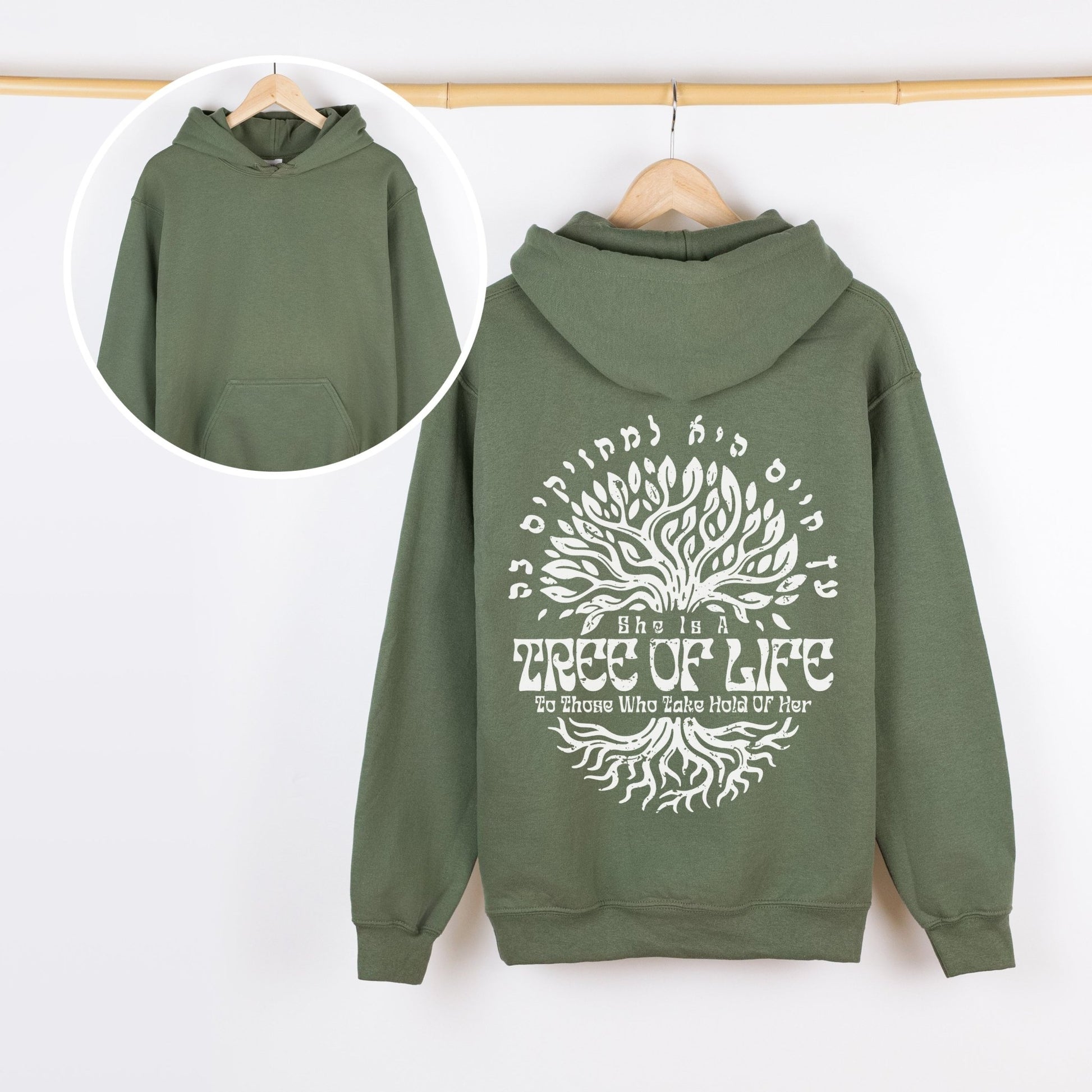 עץ החיים | Tree Of Life Verse In Hebrew Hoodie - Oytiot