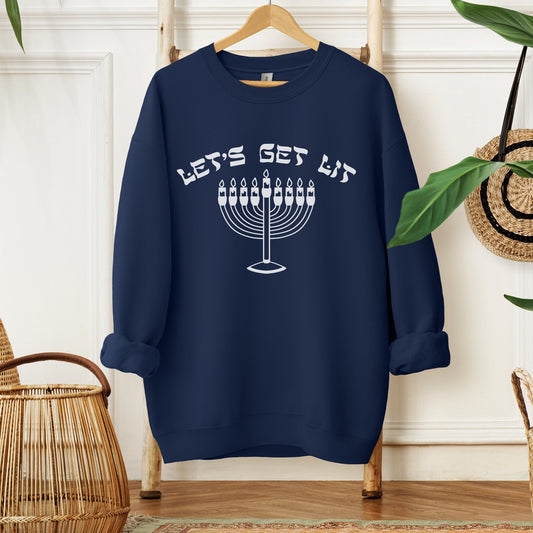 Let's Get Lit | Hanukkah Funny Sweatshirt - Oytiot