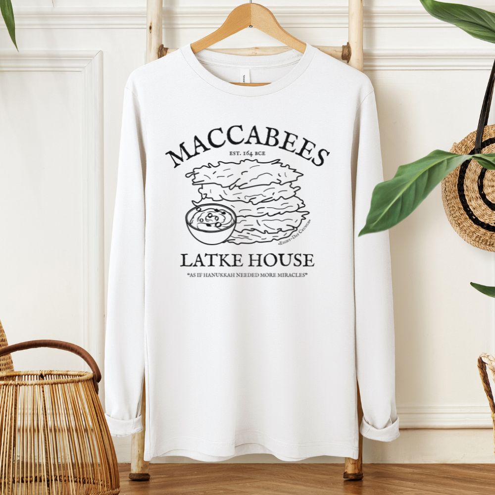 Maccabees Latke House | Hanukkah Humor Long Sleeve Tee - Oytiot