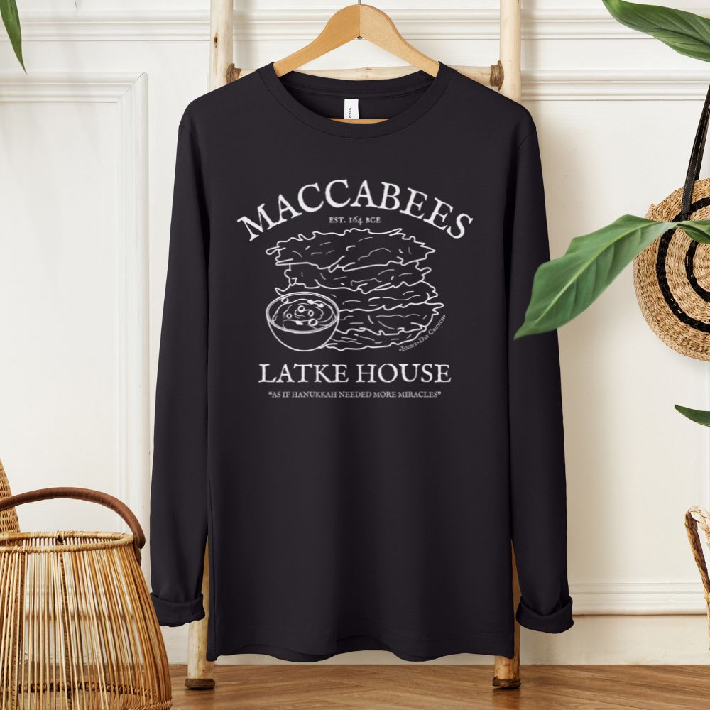 Maccabees Latke House | Hanukkah Humor Long Sleeve Tee - Oytiot
