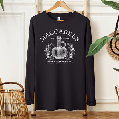 Maccabees Olive Oil | Hanukkah Humor Long Sleeve Tee - Oytiot
